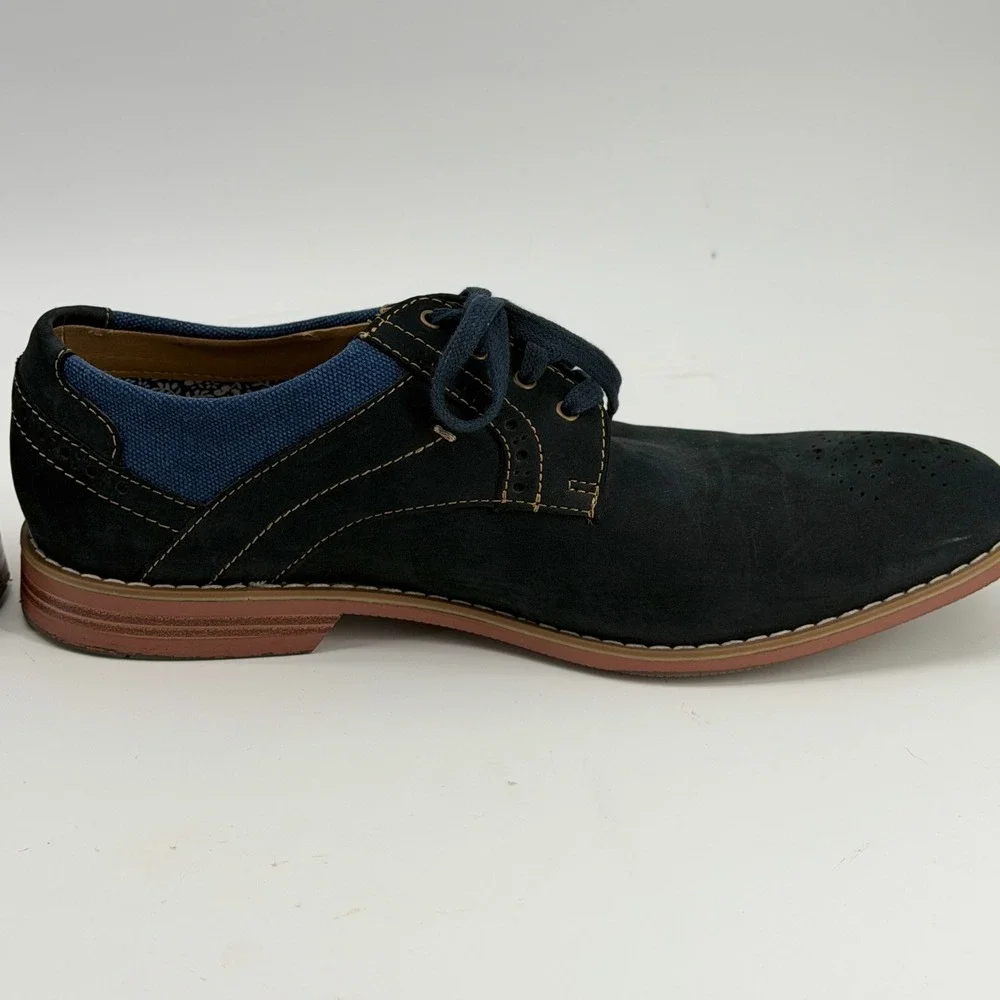 Stacy Adams Mens 25352-410 Navy Blue Suede Leather Textile Oxford Shoes Size 8 M